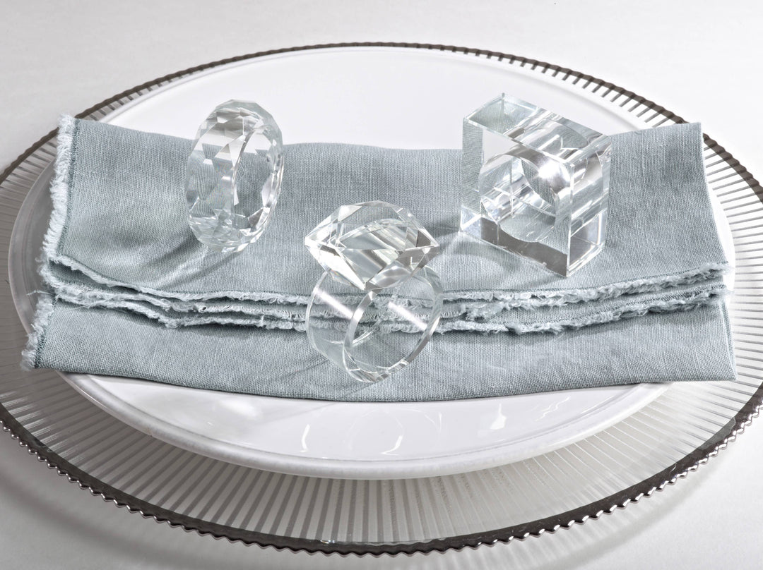Crystal Square Napkin Ring - Set of 4