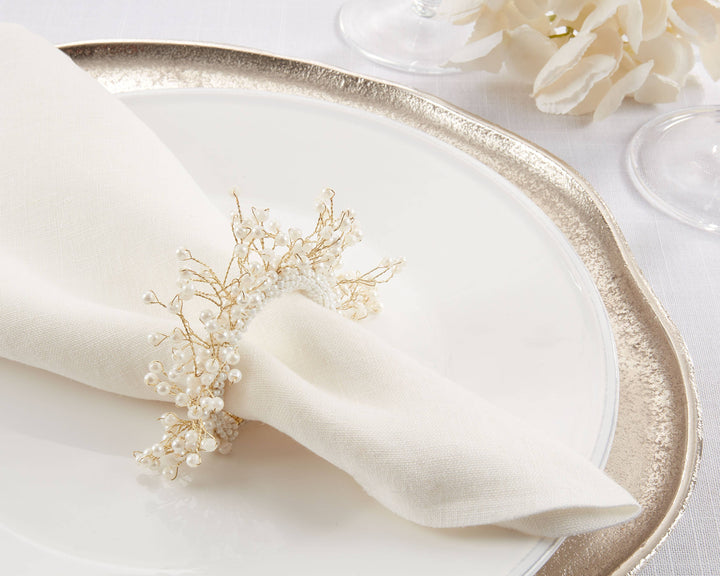 Pearl Crown Napkin Ring, Set of 4