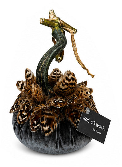 Velvet Pumpkin with Feather Collar