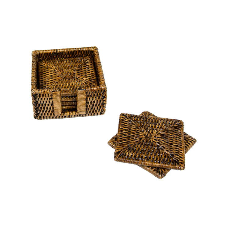 Rattan Square Coaster Set