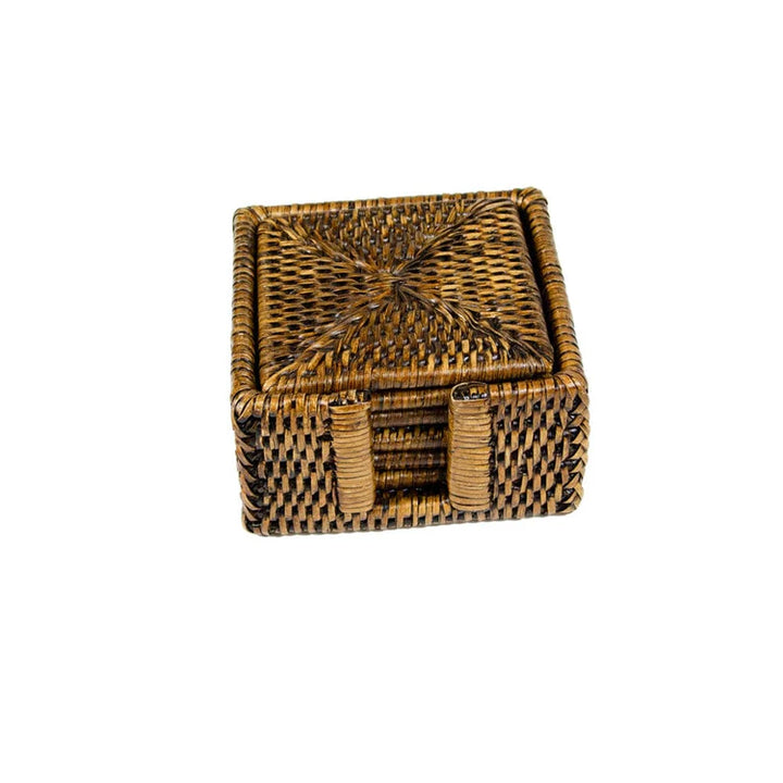 Rattan Square Coaster Set