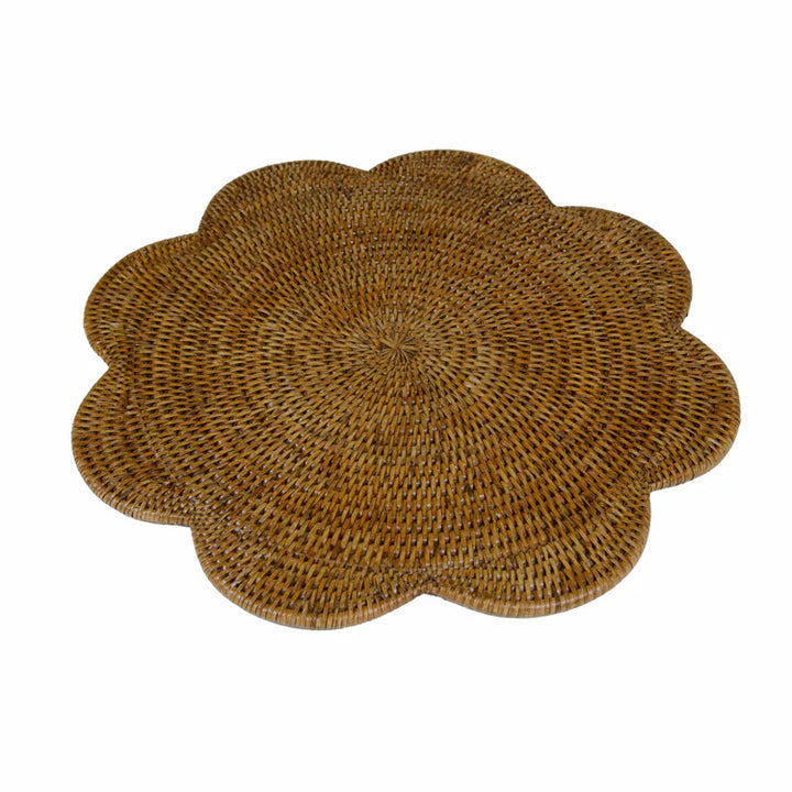 Rattan Scallop Round Placemat, Set of 2
