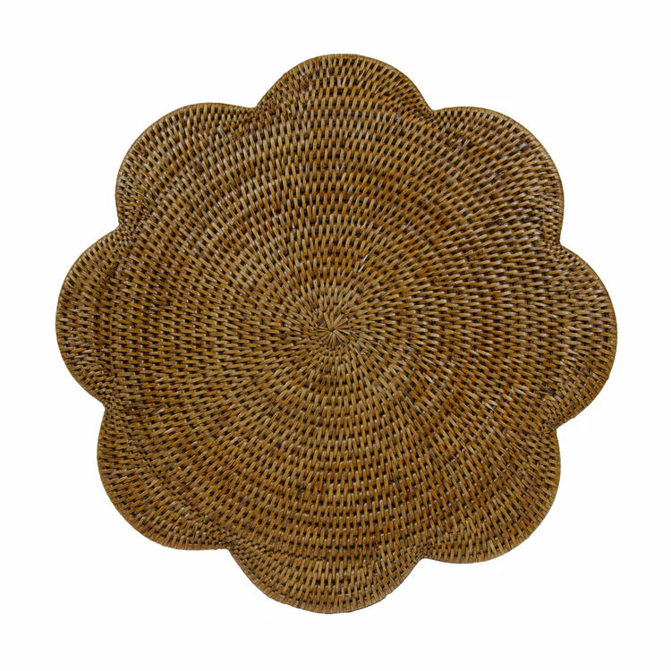 Rattan Scallop Round Placemat, Set of 2