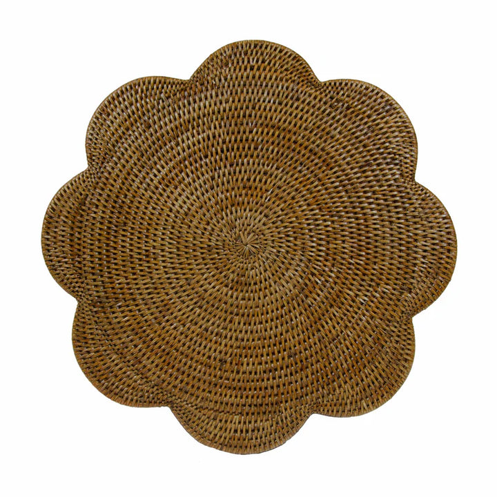 Rattan Scallop Round Placemat, Set of 2