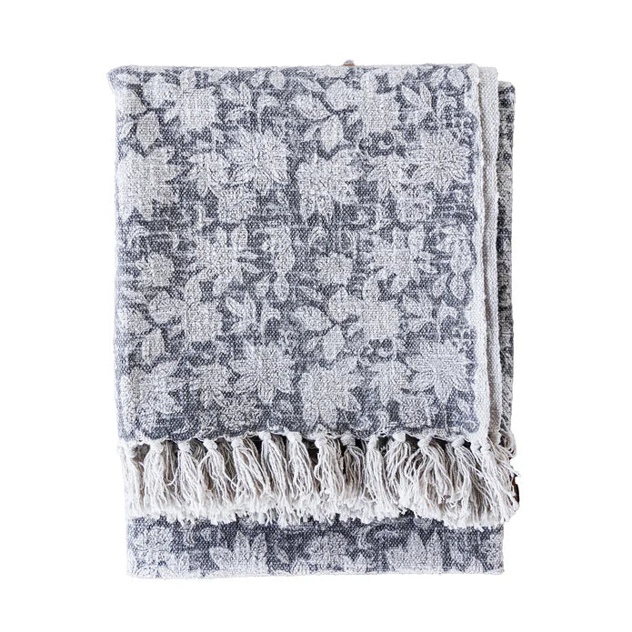 Hand-Loomed Cotton Block Print Throw