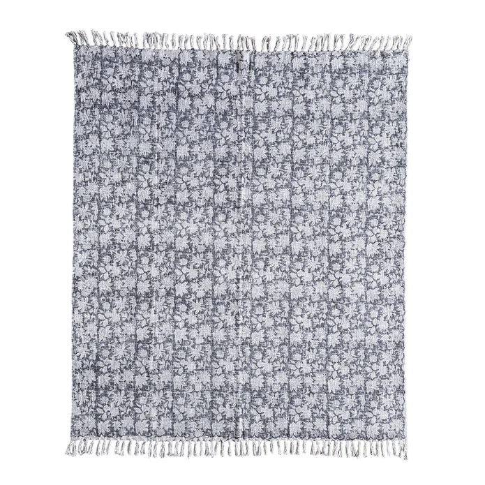 Hand-Loomed Cotton Block Print Throw