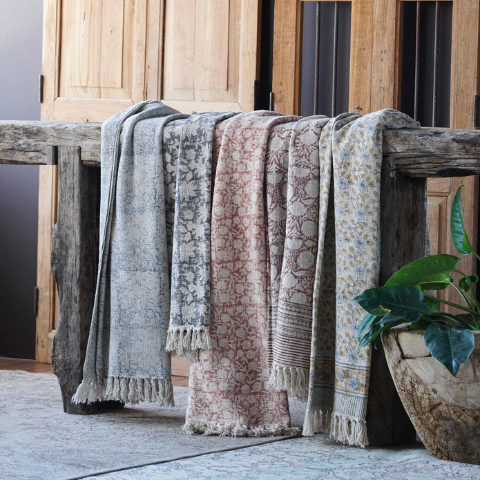 Hand-Loomed Cotton Block Print Throw