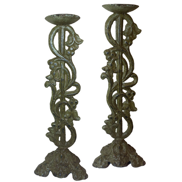 Pair of Cast Iron Candle Holders