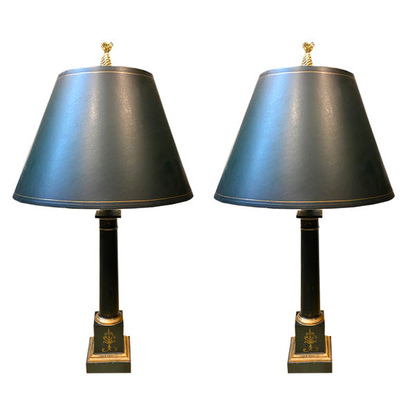 Pair of Hand-Painted French Tole Lamps