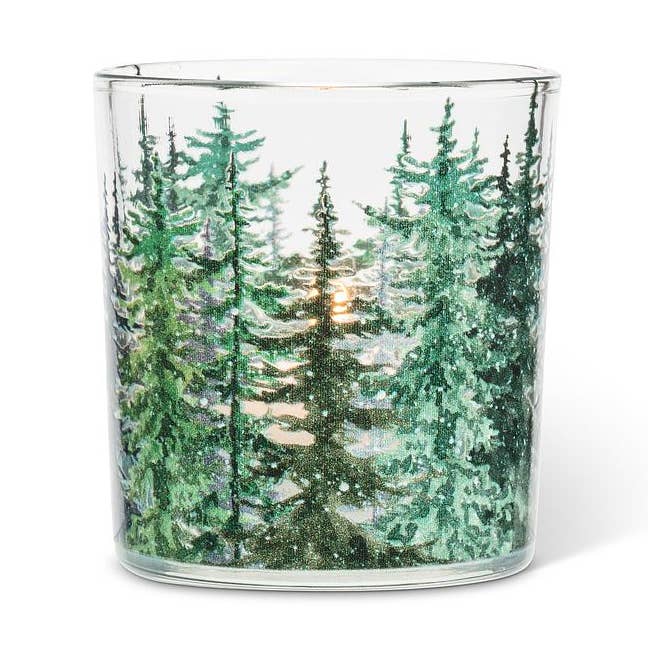 Pine Forest Glass Votive Holder
