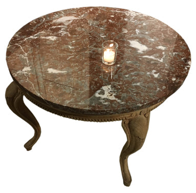 Round Coffee Table - Red Marble Top