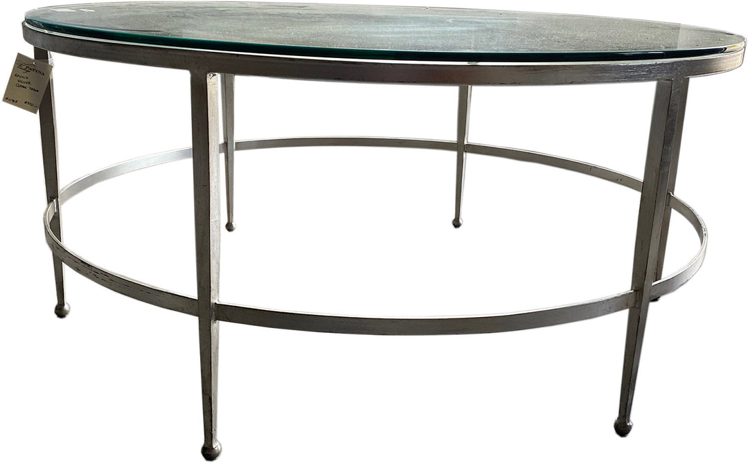 Safavieh Round Silver & Glass Coffee Table