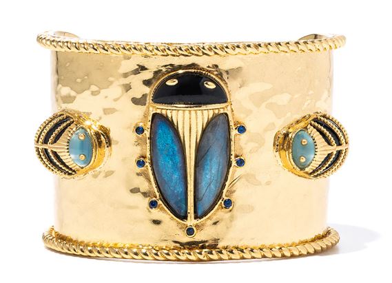 Scarab Grande Cuff - Blue Labradorite/Black Agate