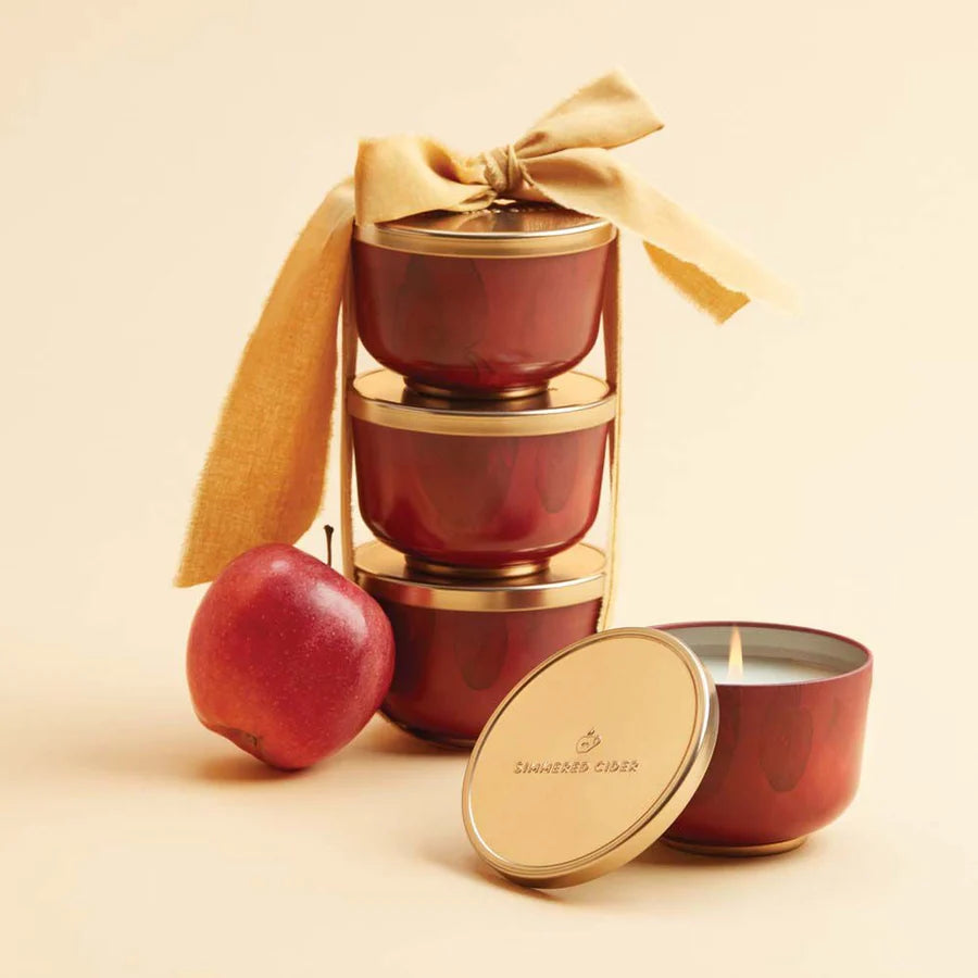 Simmer Cider Poured Candle Tin with Gold Lid