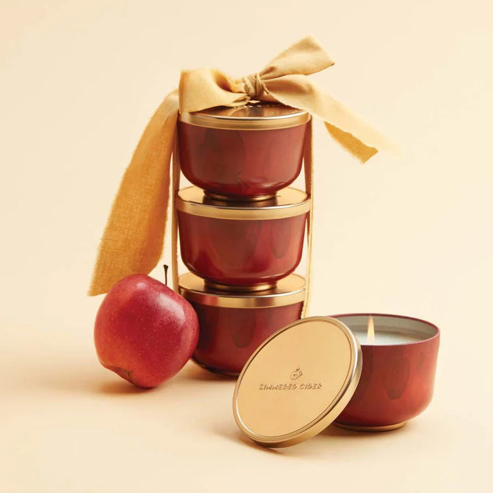 Simmer Cider Poured Candle Tin with Gold Lid