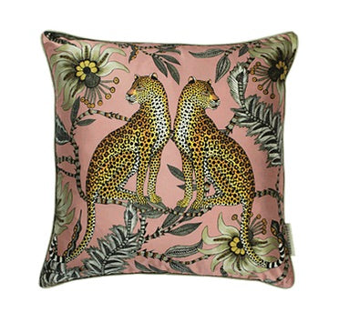 Ardmore Silk Pillow - Lovebird Leopard